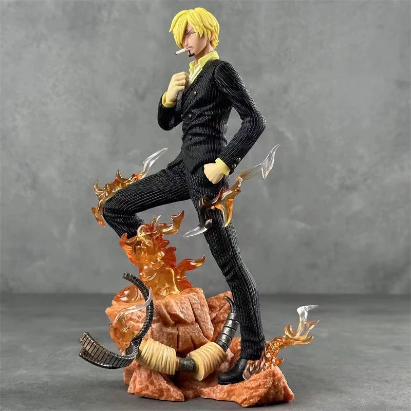 Figura de acción de Anime de una pieza, figura de Sanji fumador, modelo coleccionable, juguetes de regalo, 24CM