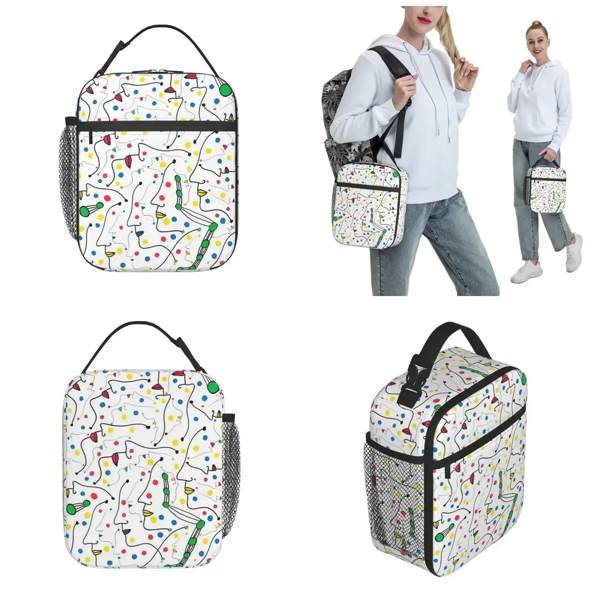 Abstract  Art Polkadot Insulated Lunch Bags Leakproof Meal Container Thermal Bag Lunch Box Tote Office Travel Girl Boy