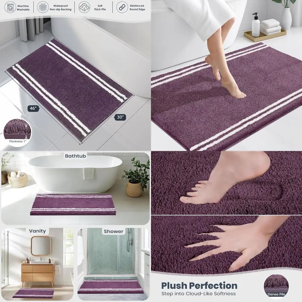 

Супервпитывающий быстросохнущий коврик для ванной из микрофибры 30x46, нескользящий, машинная стирка, плюшевый фиолетовый коврик для душа и ванной комнаты