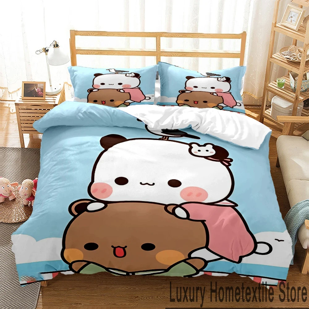 

3D Print Bubu Dudu Cartoon Bear Panda Bedding Set Boys Girls Twin Queen King Size Duvet Cover Pillowcase Bed boys Adult