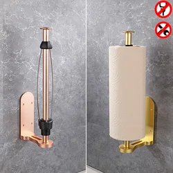 Soporte de papel adhesivo para baño y cocina, portarrollos de papel higiénico de aluminio, oro rosa, creativo, con amortiguación