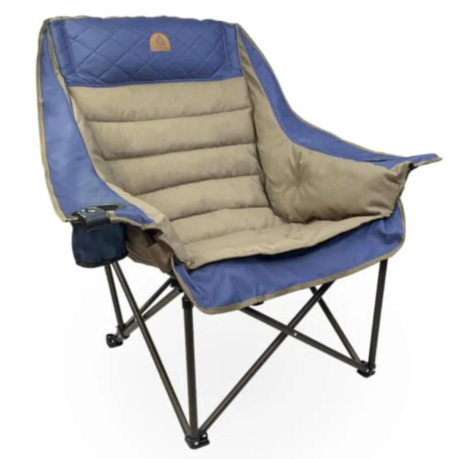 

Deluxe Padded Camping Chair for Sports & Outdoors, Oversize XL Outdoor Folding Chair Supports 400 lbs, Heavy Duty Seat w/Dual Cu