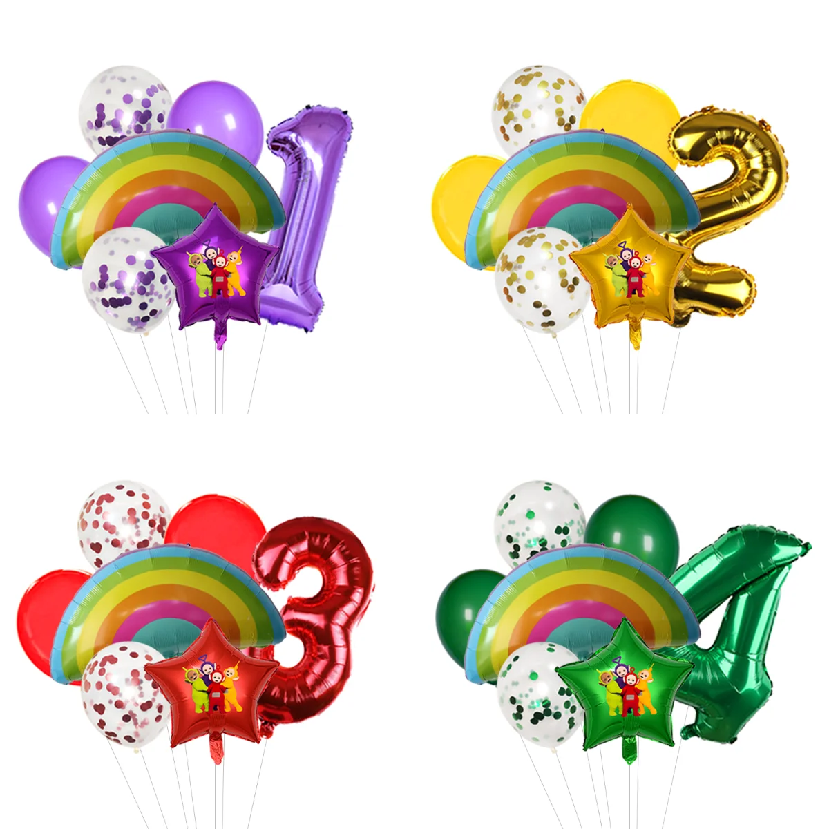 Beliebtes Teletubbies-Luftballon-Dekorationsset für Kindergeburtstage und einfache Partydekoration für Kinder.