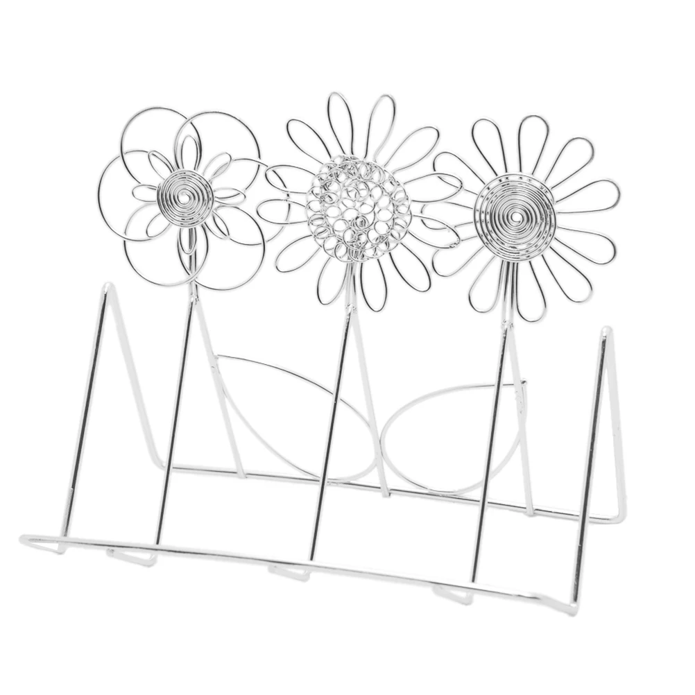 

Stainless Steel Business Card Holder Vertical Floral Desk Greeting Card Organizer Display Stand Multifunctional Compact