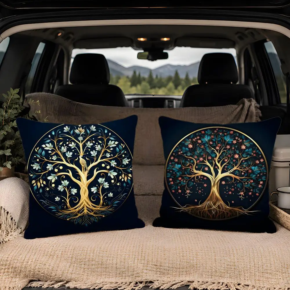 Tree of life cushion cover plant floral  Soft Plush  Double Print and Invisible Zipper for Sofa Home Car Use Cushion Cover