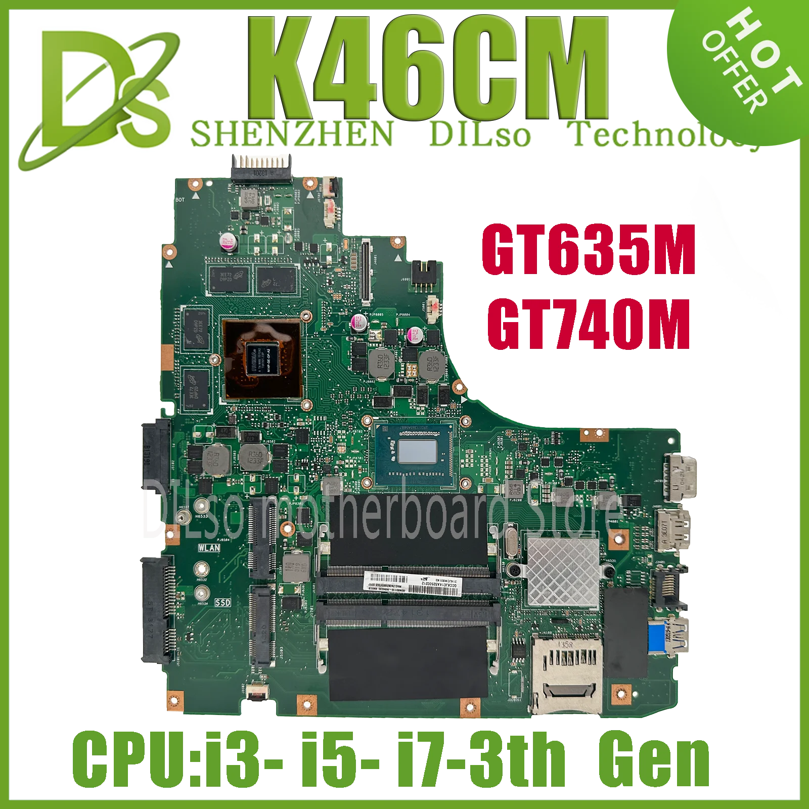 K46CM MAINboard For ASUS A46C K46C E46C S46C S46CM K46CB K46CA Laptop Motherboard W/I3-3217U I5-331U I7-3517U GT630/GT635/GT740M