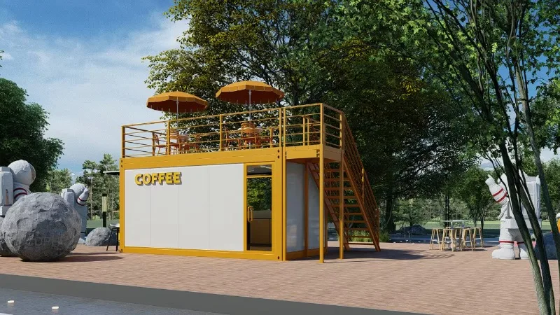 20ft Luxury 2-Story Flat Pack Container House Sandwich Panel Steel Modern Design Outdoor Cafe Coffee Shop House