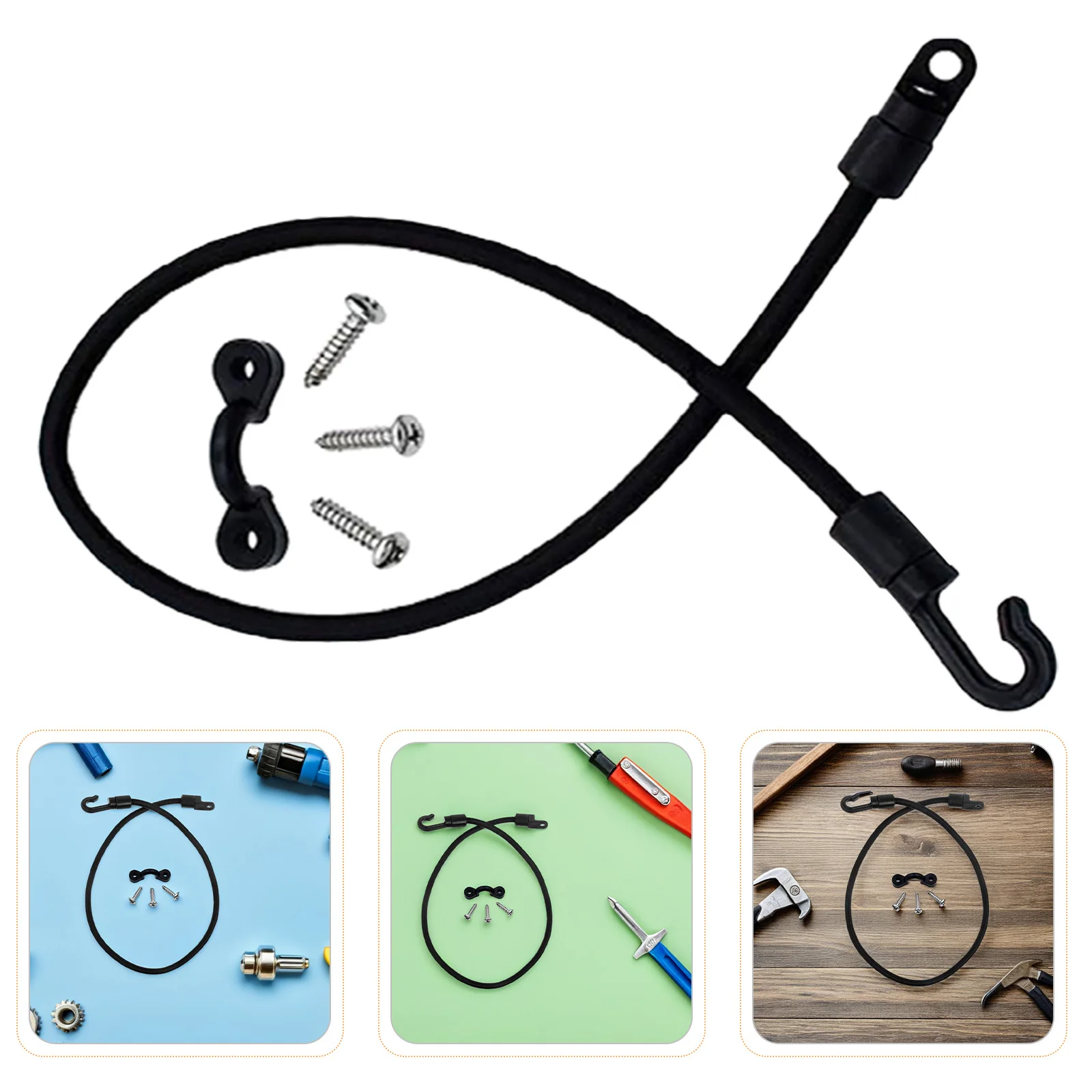 

6Pcs Elastic Fishing Rods Straps 14.7 Inch Kayak Tie Down System Heavy Duty Bungee Cord Holder for Coolers Dry Bags Mounting