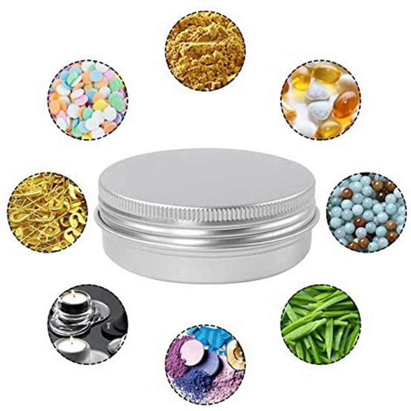 48 Pcs 1 Oz Tins Silver Aluminum Tins Cans Screw Top Round Aluminum Tins Cans With Screw Lid Screw Lid Containers