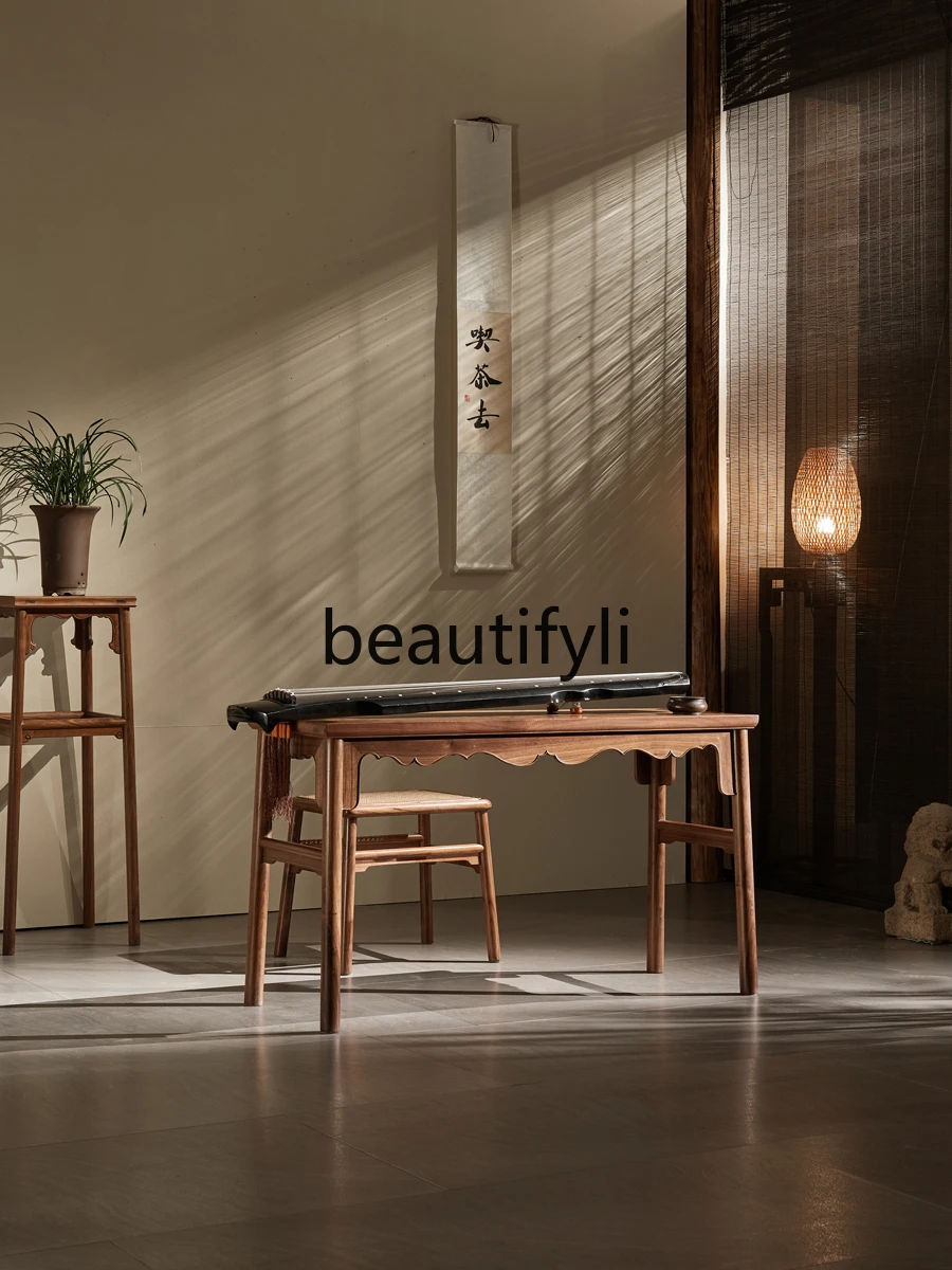 Solid wood elm original high-grade guqin special table and stool, piano table and piano stool