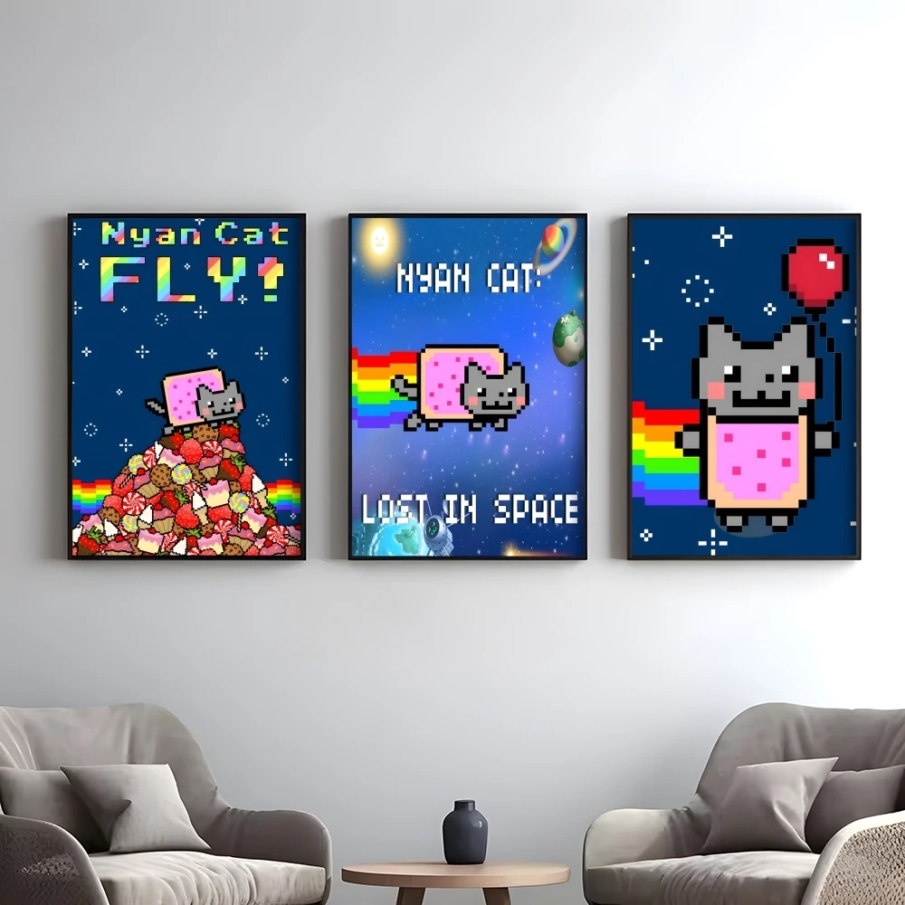 Cartoon Game N-nyan Cat Poster Elegant And Affordable Wall Art Stickers For Dormitory Living Room And Bedroom Spaces