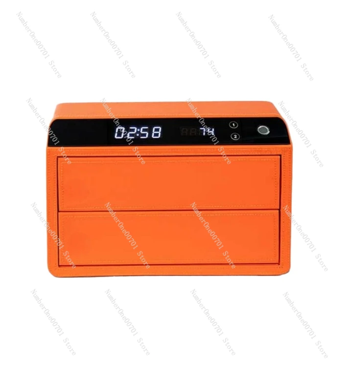 

Leather jewelry safe, household small fingerprint password, drawer safe, double-layer office smart all-steel