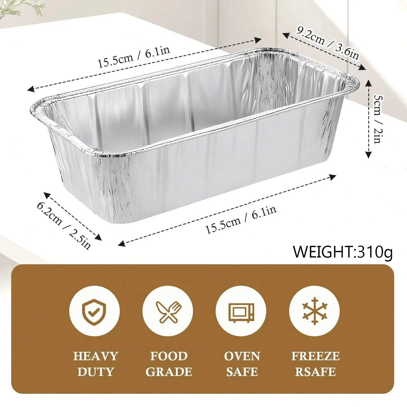 アルミ製ミニ食パン型50個入り。1ポンド（約450g）の重厚 - Aluminum Foil Heavy Duty のレビューと価格
