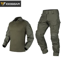 IDOGEAR-Tactical G3 Combate Terno, Camisa e Calças, Joelheiras, Ver Camo Uniforme de Combate, Atualização, 3004