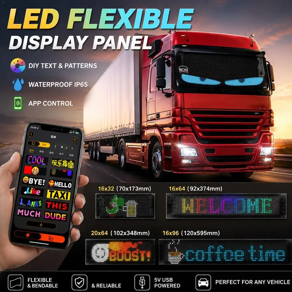 LED Flexible Screen Matrix Panel Windshield Devil Eyes Dynamic Display Programmable Sign For Car Truck Auto Accessories