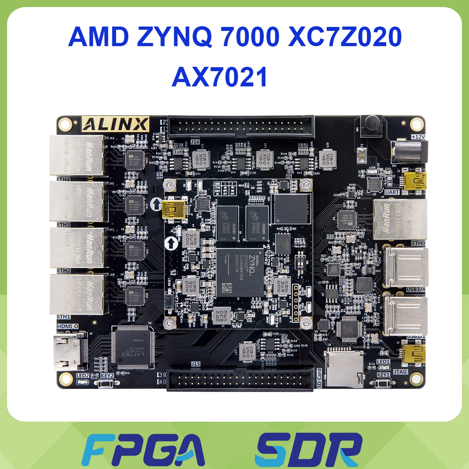 ALINX AX7021 AMD Xilinx ZYNQ 7000 SoC XC7Z020 ARM 7020 SoMs FPGA Board Multiple Gigabit Ethernet AX7021B