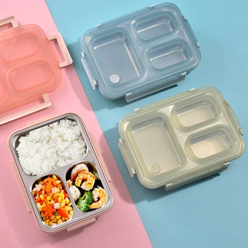 1100ml Loncheras De Mujer 304 Stainless Steel Thermal Bento Lunch Box for Primary School 3/4 Grid Food Container Fiambreras