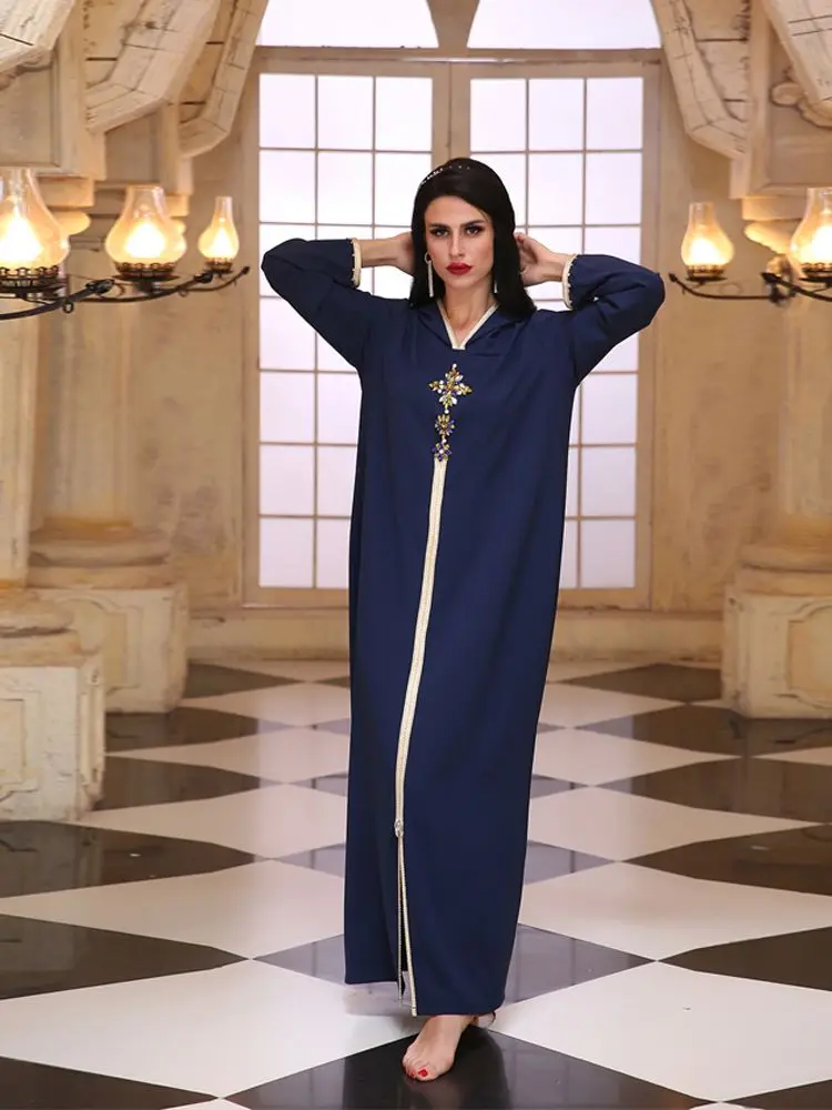 Ramadan Eid Blue Abaya Dubai Turkey Islam Hijab Muslim Dress Kaftan Robe Longue Femme Kebaya African Dresses For Women Caftan