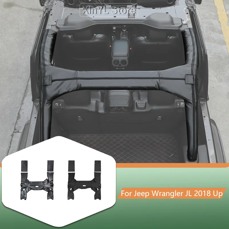 

Car Leather Roll Bar Cover Set Compatible For Jeep Wrangler JL 4-Door 2018 Up-Black