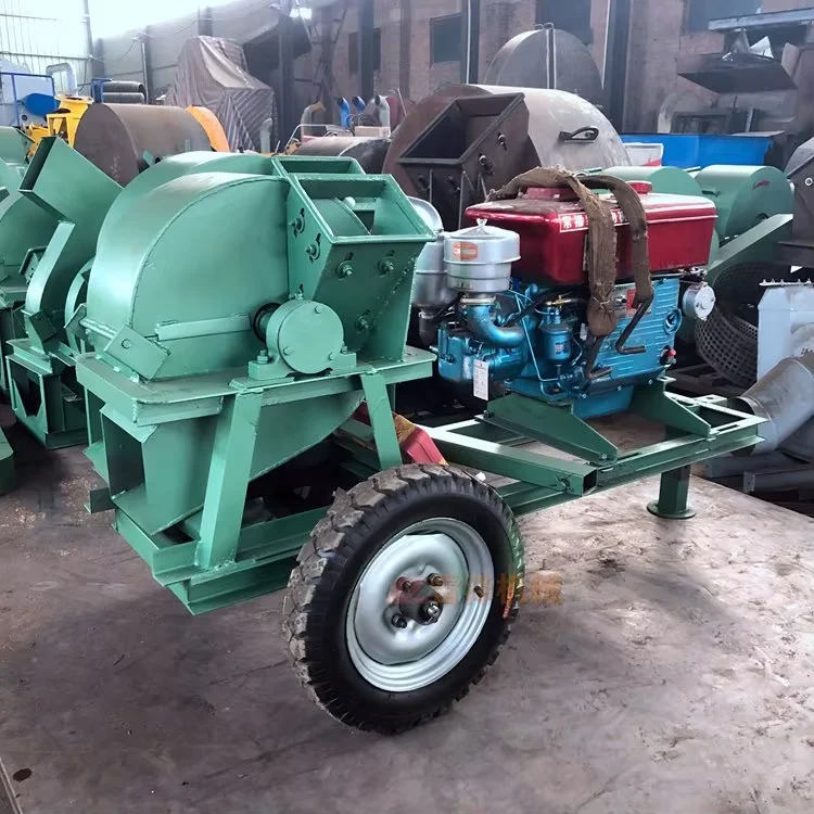 Diesel engine 15hp wood chipper machine mobile small wood sawdust grinder crusher machine