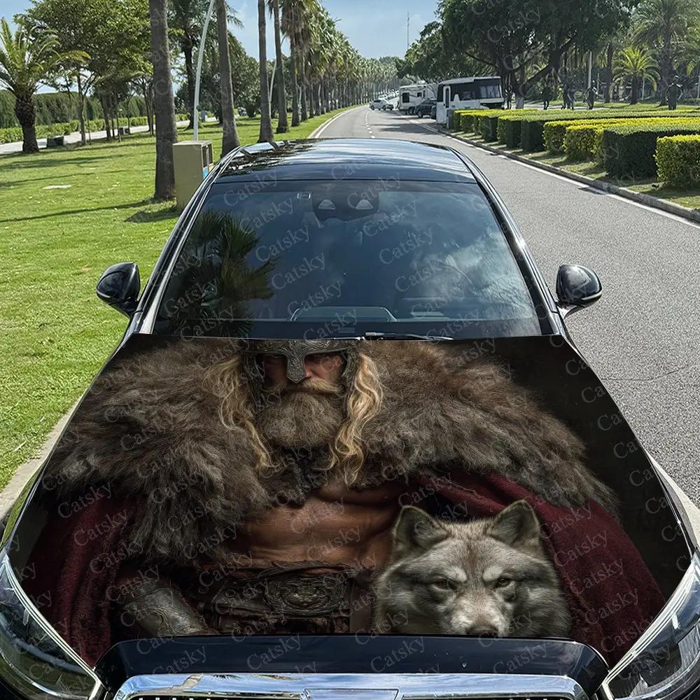 

Viking Warriors And Wolves Hood Decoration - Self-Adhesive Car, Motorcycle, Truck Hood Stickers - Easy Application & Removal
