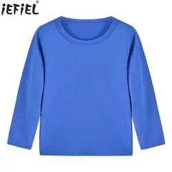 Peuter Baby Jongens Meisjes Klassiek Basic Effen Kleur T-shirts met lange mouwen Top Ronde kraag Zacht katoenen T-shirts Tops Kinderen Dagelijks gebruik