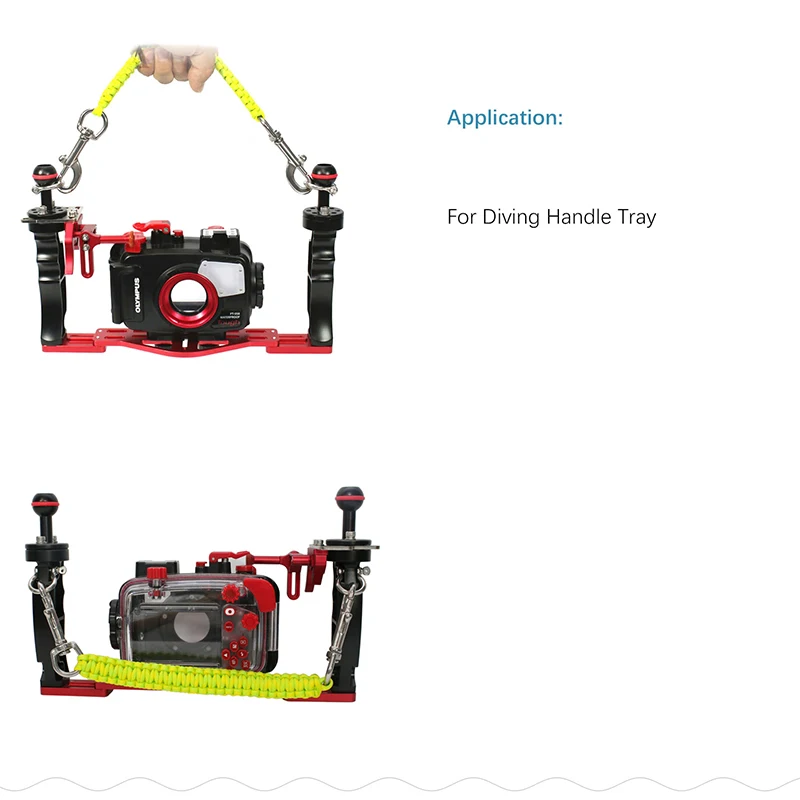 Bandeja de cámara de buceo con asa, soporte de correa con cordón para Gopro, Sony, Canon, Nikon, soporte de luz para fotografía subacuática