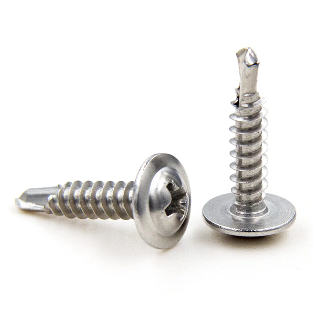304 Stainless Steel Phillips Pan Head with Washer Self-Drilling Screws, M4.2 & M4.8, 20 Pcs/Bag