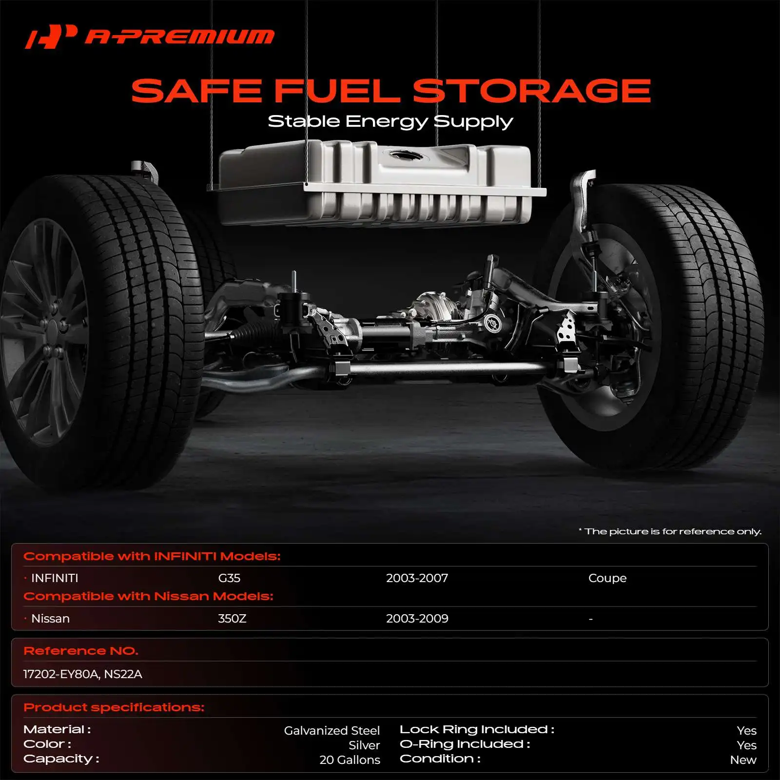 A-Premium 20 Gallons Fuel Tank for Nissan 350Z 2003-2009 INFINITI G35 2003-2007