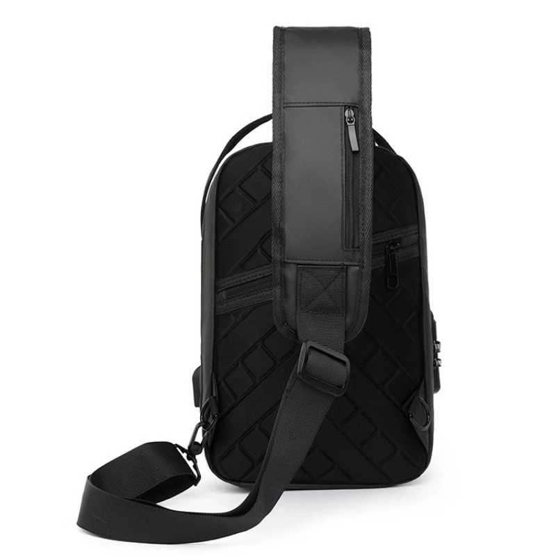 New Simple Men's Chest Bag, Outdoor Multi-functional USB Charging Shoulder Bag, Large Capacity Waterproof Cross-body Bag