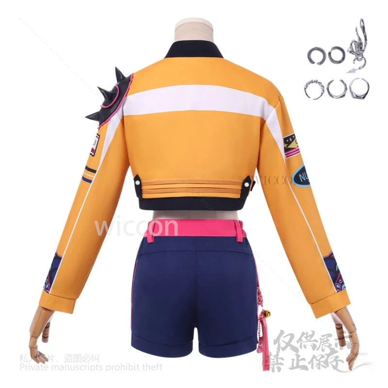 Аниме Охотники на демонов Зои Мира Руми Кпоп Косплей Желтое пальто Костюм Женский фэнтезийный костюм Полный комплект Ролевая игра Хэллоуин Вечеринка