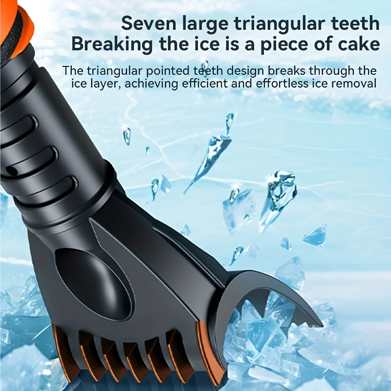 

32"Duty 3-in-1 Portable Snow Shovel with Telescopic Pole, Rotatable Head & Detachable C-Scraper -Thickened Bristles for Car