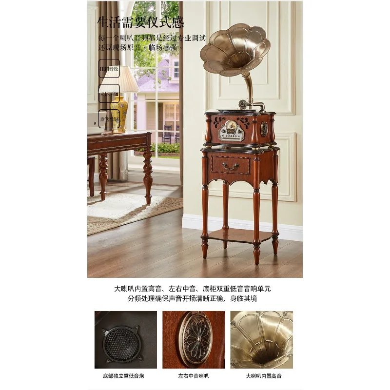 

Retro Gramophone Bluetooth Speaker All in One Vinyl Record CD Player Mid Century French Style Home Decor Ornament Living Room