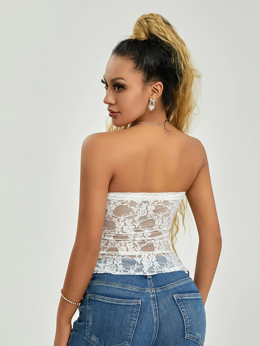 White Lace Trim Spaghetti Strap Camis Fairy Coquette Grunge Crop Top Chic Women 00s Retro Y2K Cute Tank Vest Clothes