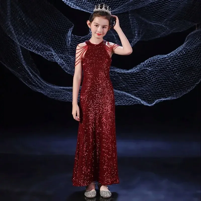 

School Ceremony Children Host Elegant Costumes Birthday Banquet Girls Ball Gowns Pageant Party Teens Slim Fit Mermaid Dress