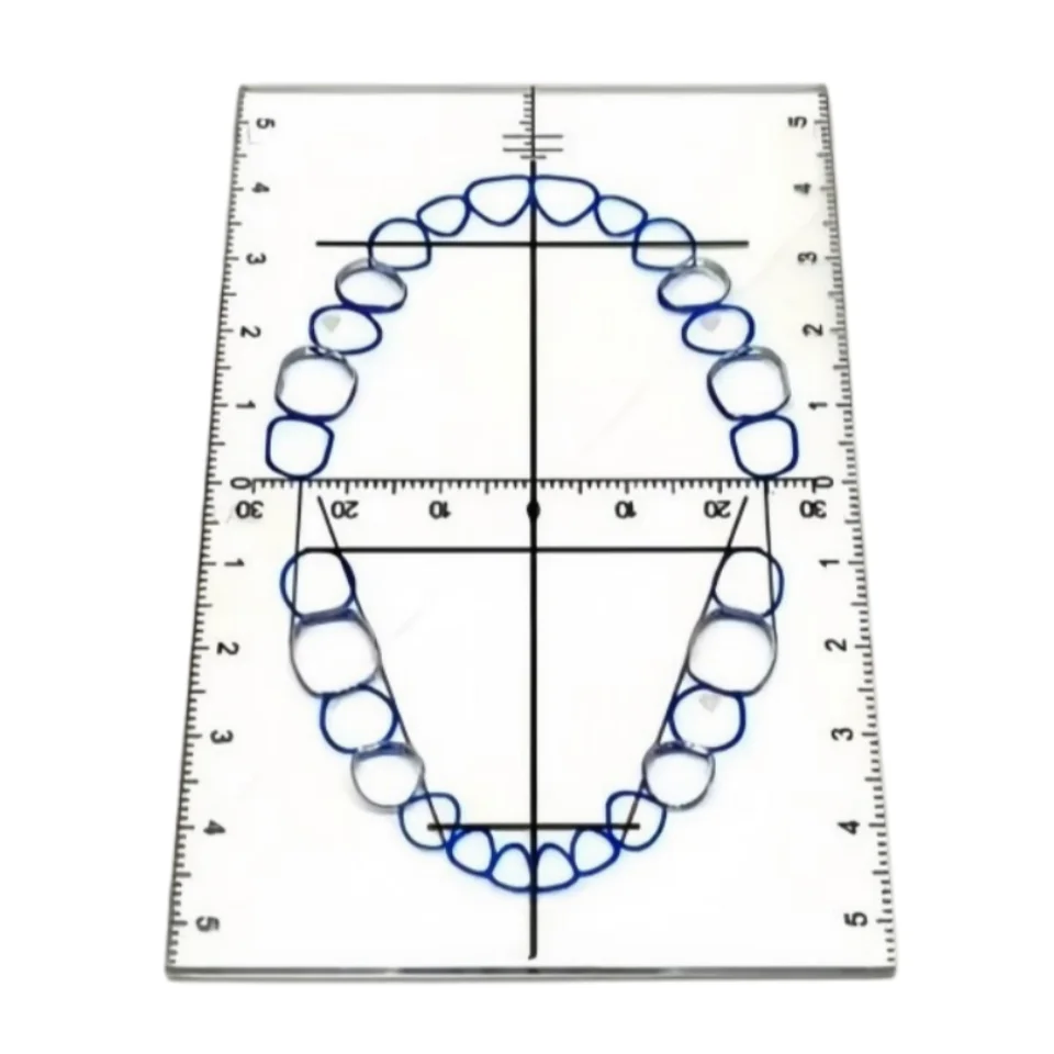 1pc Dental Measuring Ruler Teeth Arrangement Guide Plate Denture Drawing Alignment Ruler Dental Arch Angle Measuring Tool