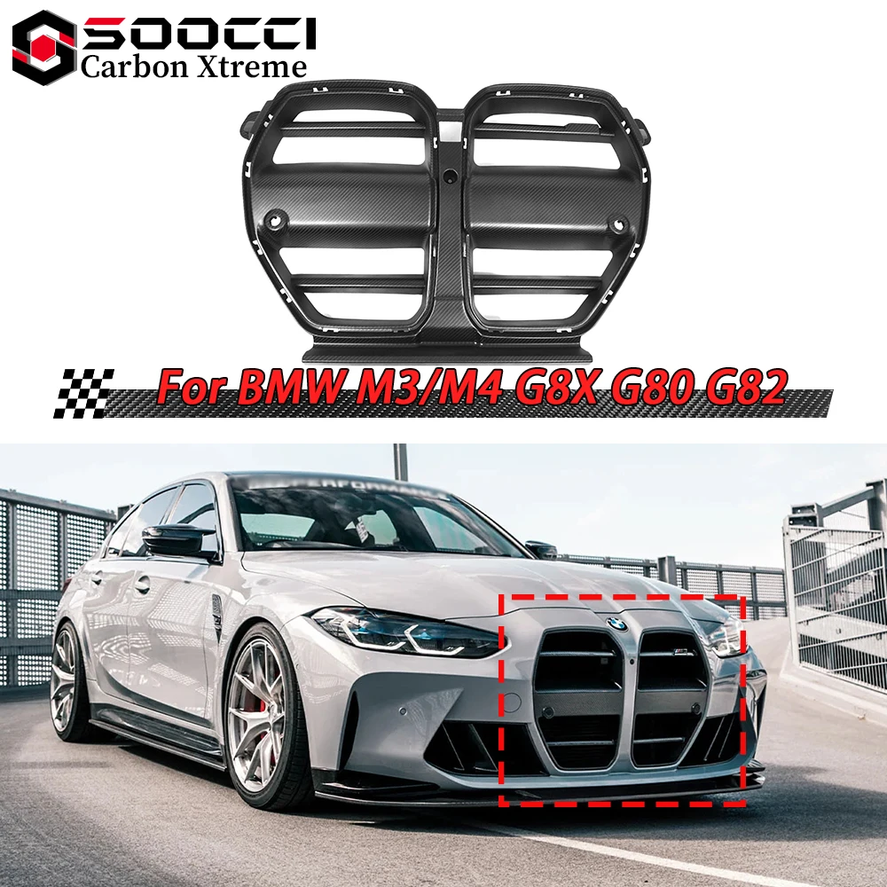 

Dry Carbon Fiber ST Style Front Grille for BMW G80 G81 M3 G82 G83 M4 Radiator Grille Lip Spoiler Diffuser Double Kidney Bumper