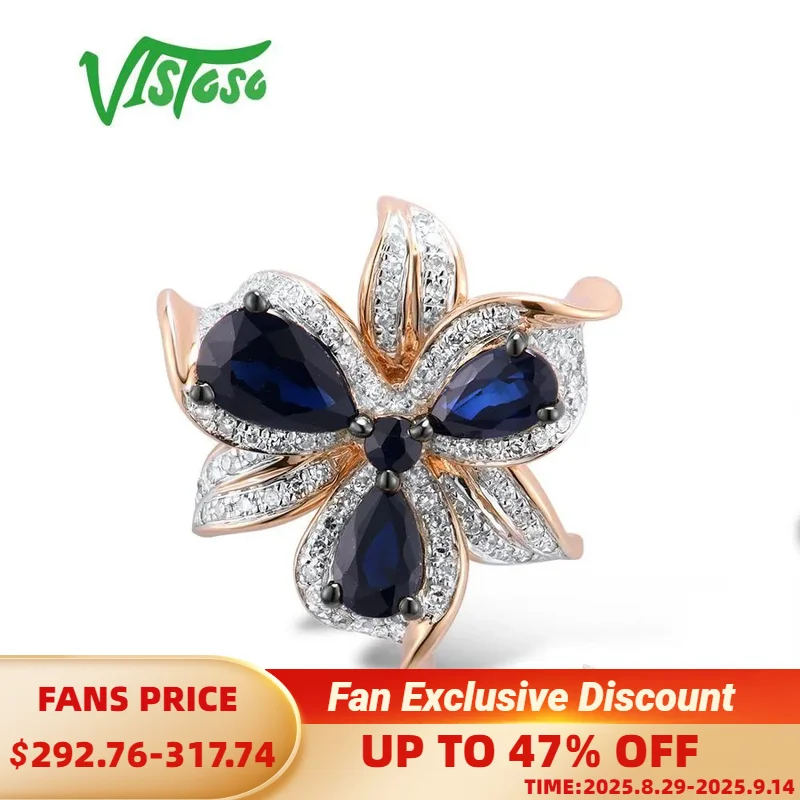 

VISTOSO Gold Pendant For Women Genuine 14K 585 Rose Yellow Gold Sparkling Diamond Blue Sapphire Emerald Ruby Fine Jewelry