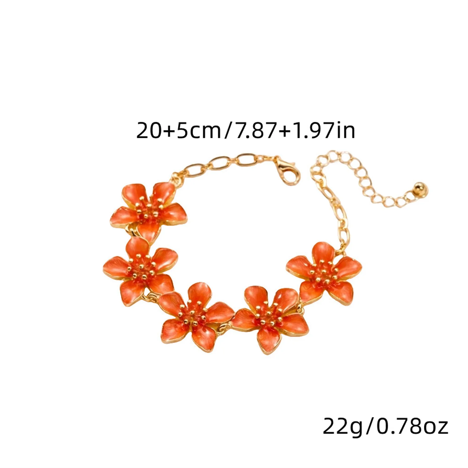 Metall-Emaille-Blumen-Fußkettchen für Frauen, minimalistisches Boho-Blumen-Pflanzen-Kettenarmband am Bein, modischer Sommer-Strandschmuck – Detail 5