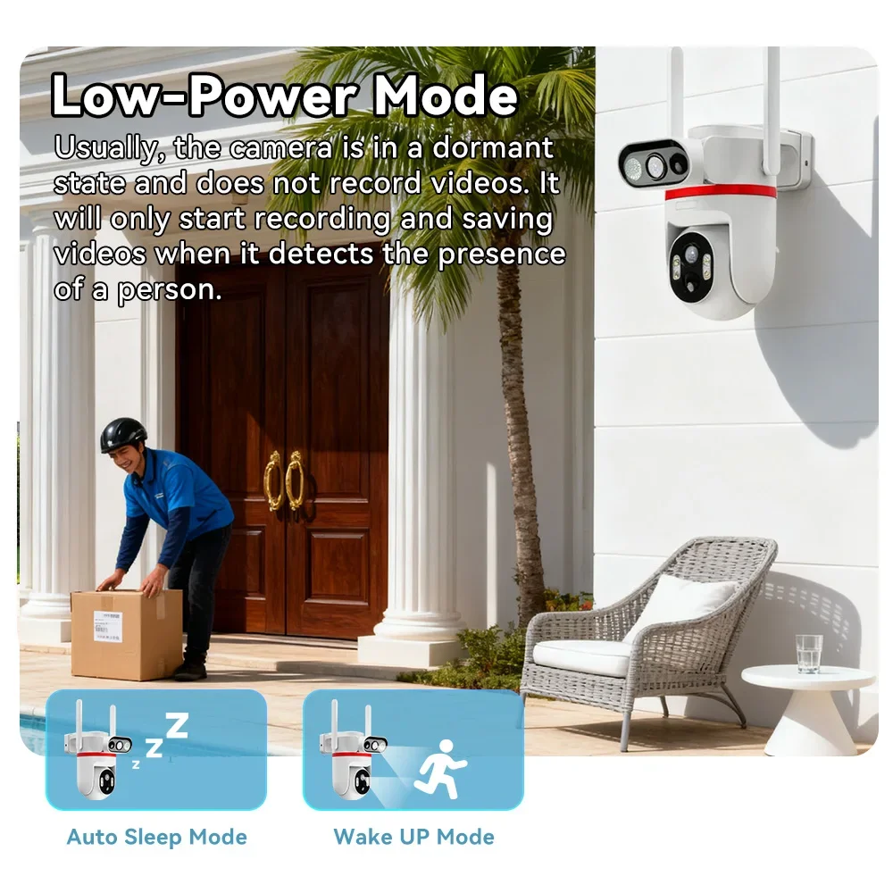 8MP Dual Lens Solar 4G Security Cameras With Solar Panels Color Night Vision Dual PIR Motion Detection Outdoor IP Camera Ubox