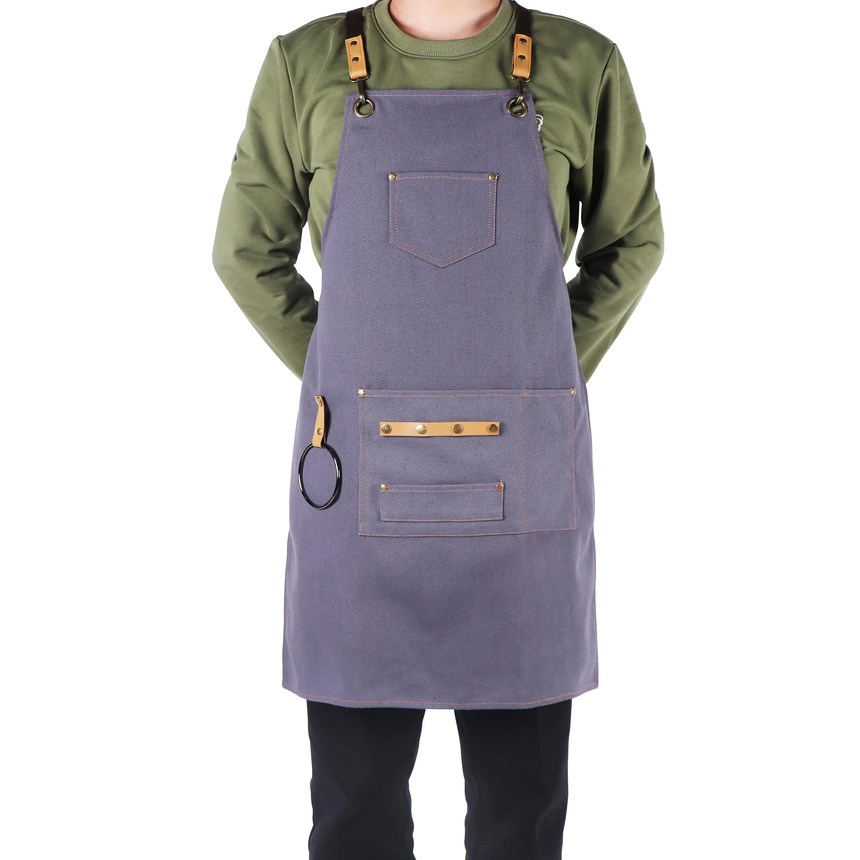 

Sturdy Canvas Apron Hanging Towel Large Pockets Design Adjustable Body Anti-Dirty&Oil-Proof Unisex Chef Waiter Cleaner