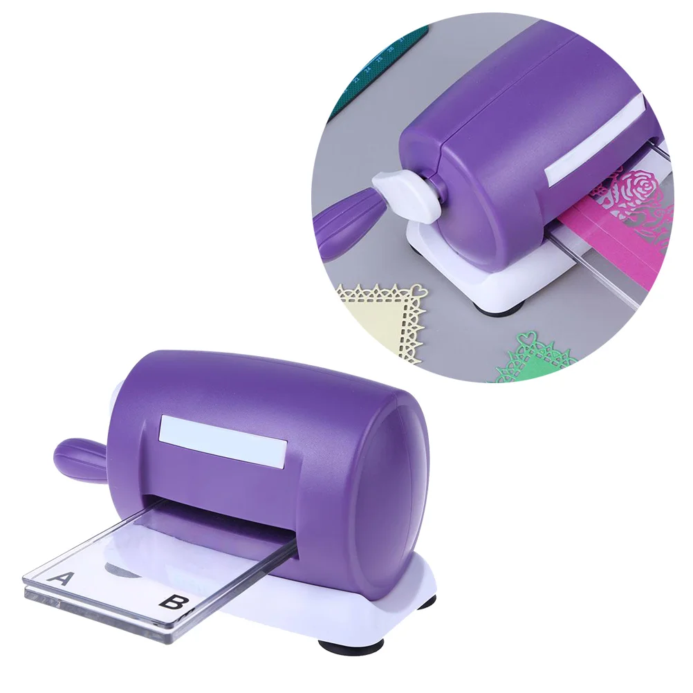1개 종이 펀치 기계 DIY 공예 펀치 도구 스크랩북용 인사말 카드 아트워크 간편 사용 다이컷 엠보서 퍼플 아트