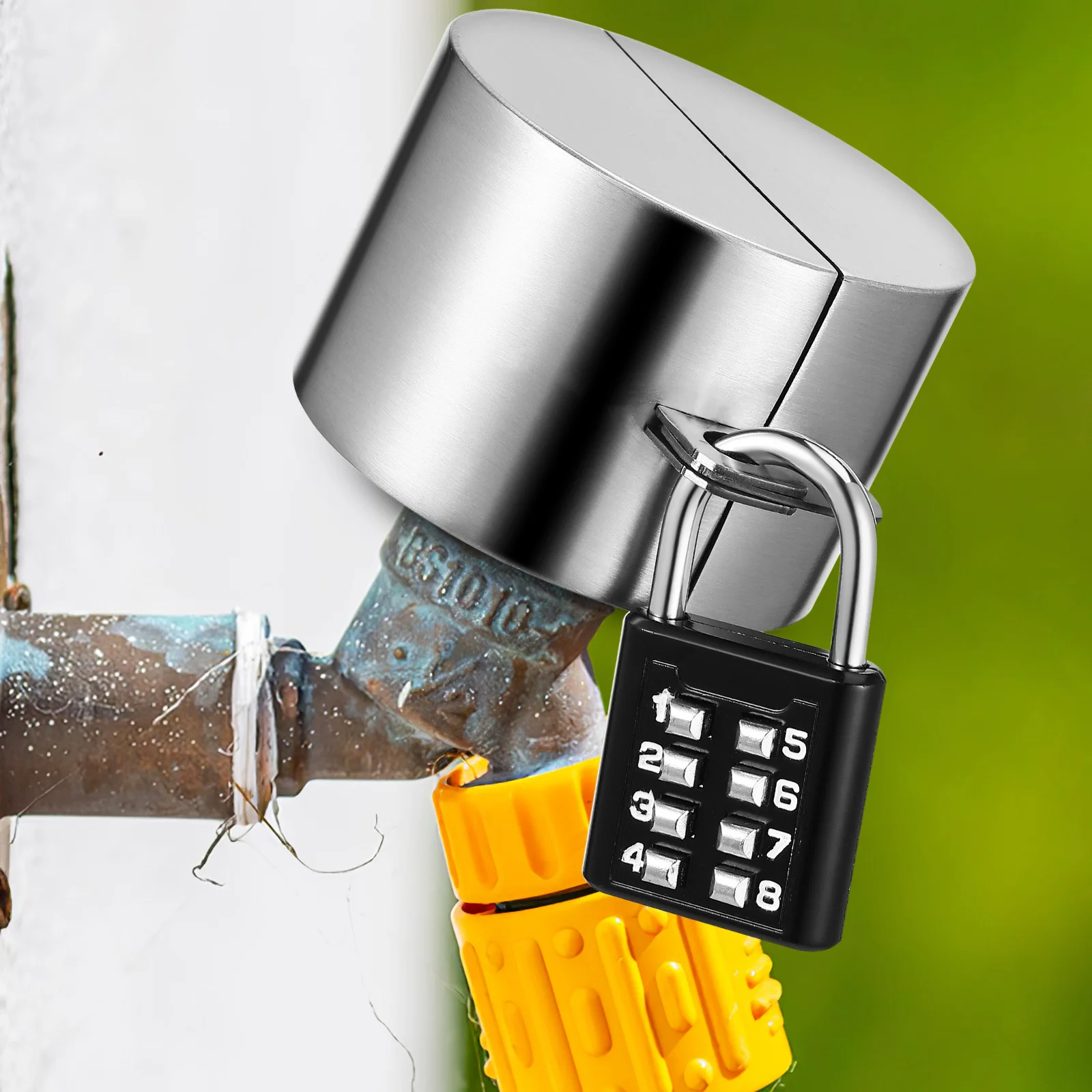 خرطوم مريلة قفل في الهواء الطلق حنفية حامي الشتاء صنبور خرطوم قفل مع قفل معدني مكافحة سرقة توفير المياه قفل #2