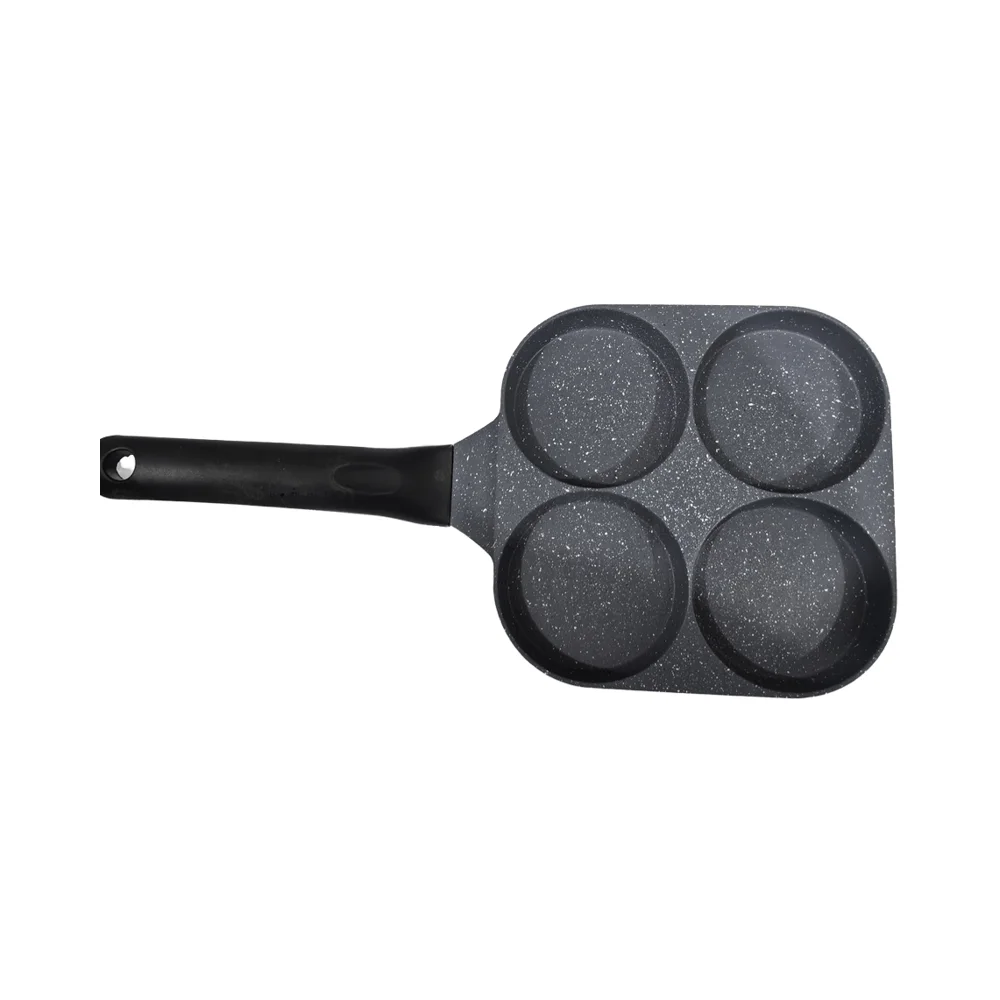 2025 New Cast Aluminum 4-Hole Frying Pan Non-Stick Induction Ready with Marble Granite Coating for Egg Cakes and Omelets