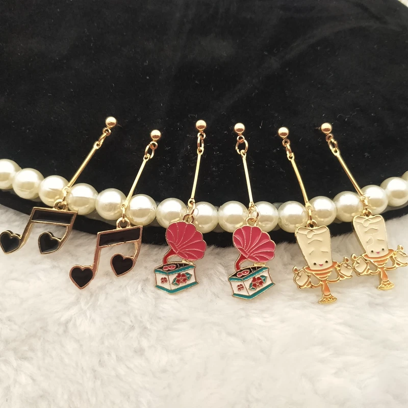 

New music note drop earrings candle phonograph earrings women's fashion jewelry music enamel earrings earrings