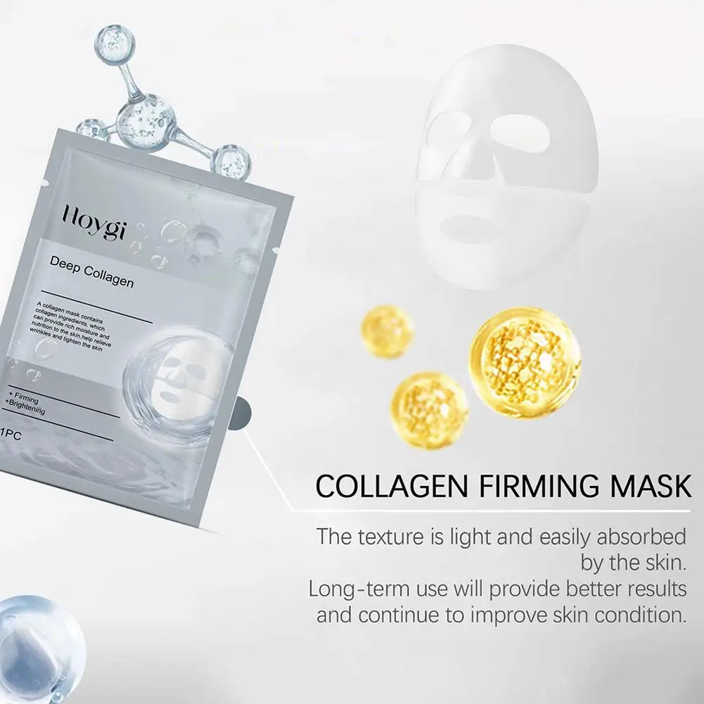 5PCs Collagen Facial Mask Hyaluronic Acid Hydrating Mask Wrap Deep Hydration Moisturizer Smoothing Feels light Facial Care Mask