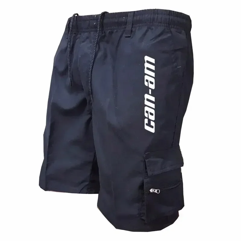 Outdoor Shorts, Bike Shorts with Elastic Belts, Baggy Work Shorts with Multiple Pockets, Quick-Drying Printed Sweatpants