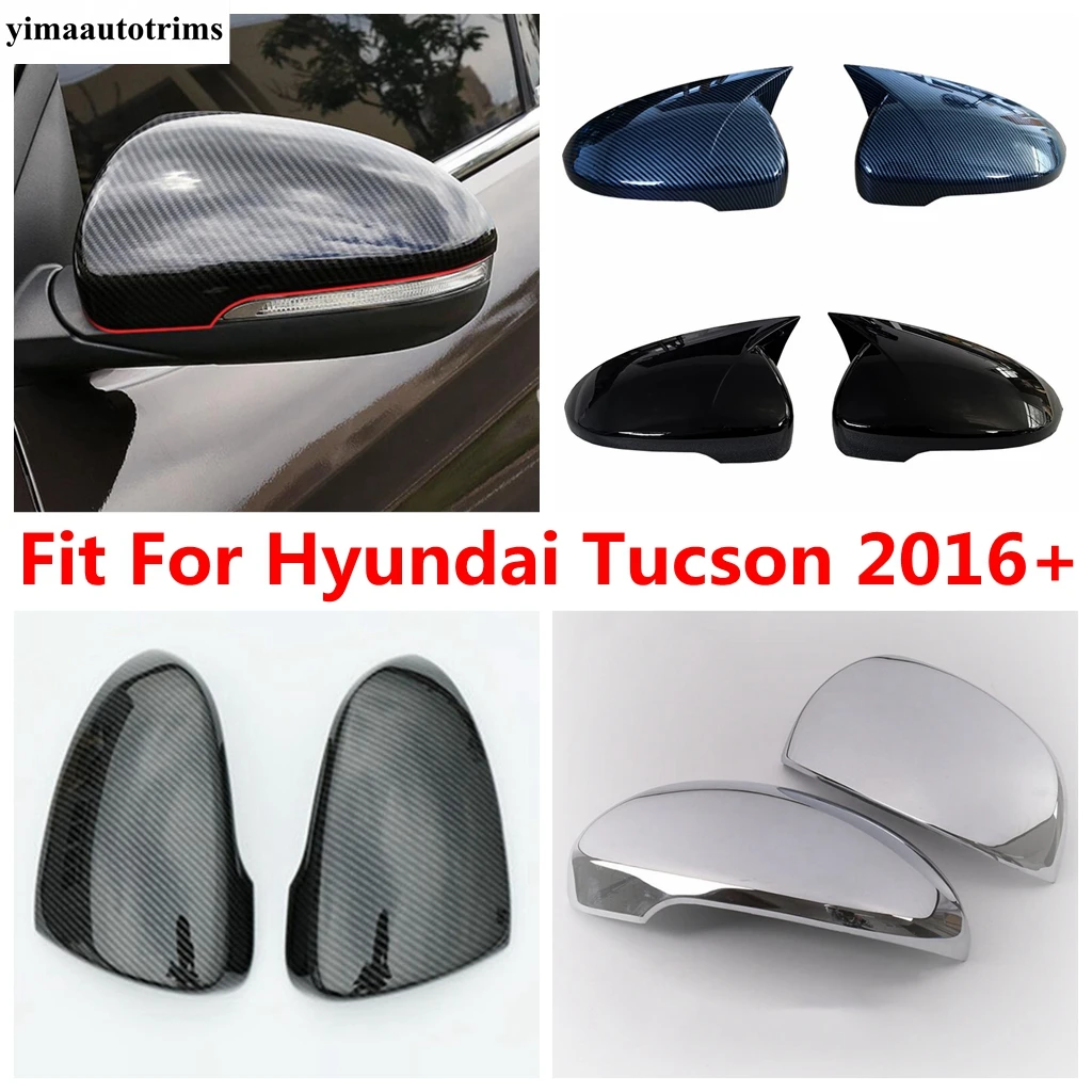 

Side Door Rearview Mirror Cap Shell Protection Cover Trim For Hyundai Tucson 2016 - 2020 ABS Chrome / Carbon Fiber Accessories