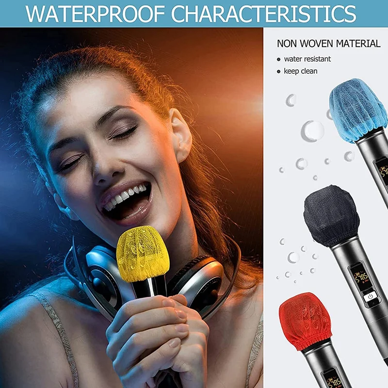 400Pieces Microphone Sanitary Cover Disposable Non Woven Handheld Mic Windshield Protective Cover For KTV Karaoke Studio