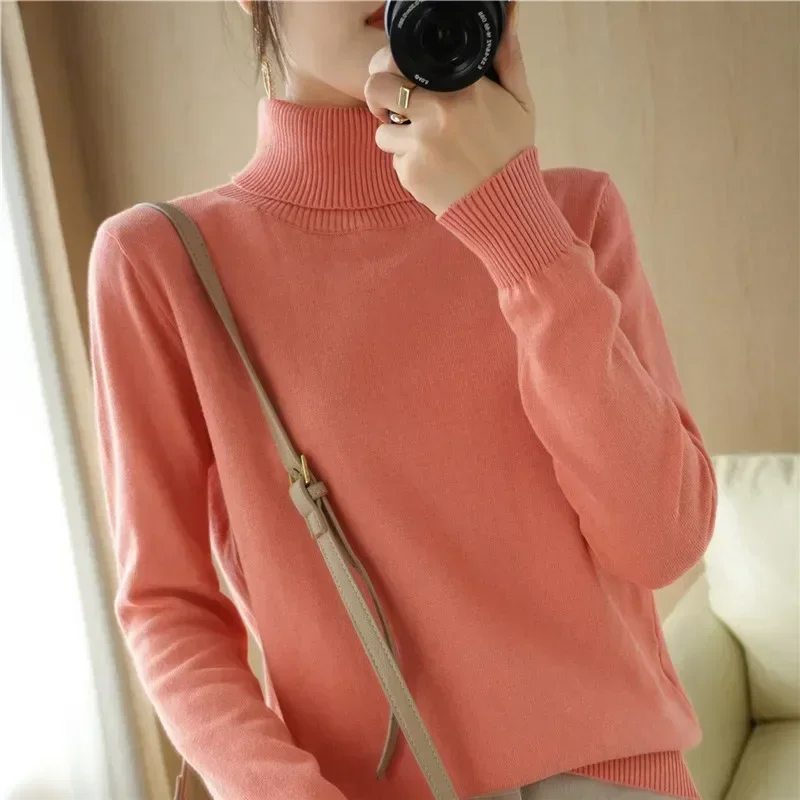 Sweater Women Fashion High Neck Sweater Women's Autumn And Winter Wool Pullover Top Loose And Casual Youth Women Tops Sweatshirt